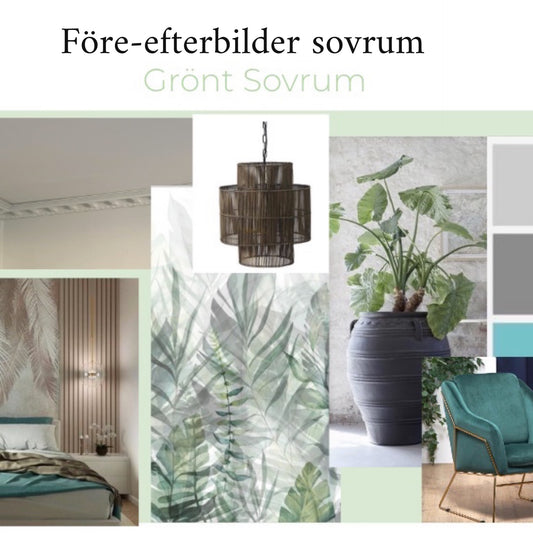 Projekt 30-tals lägenhet - före  och efterbilder av sovrum