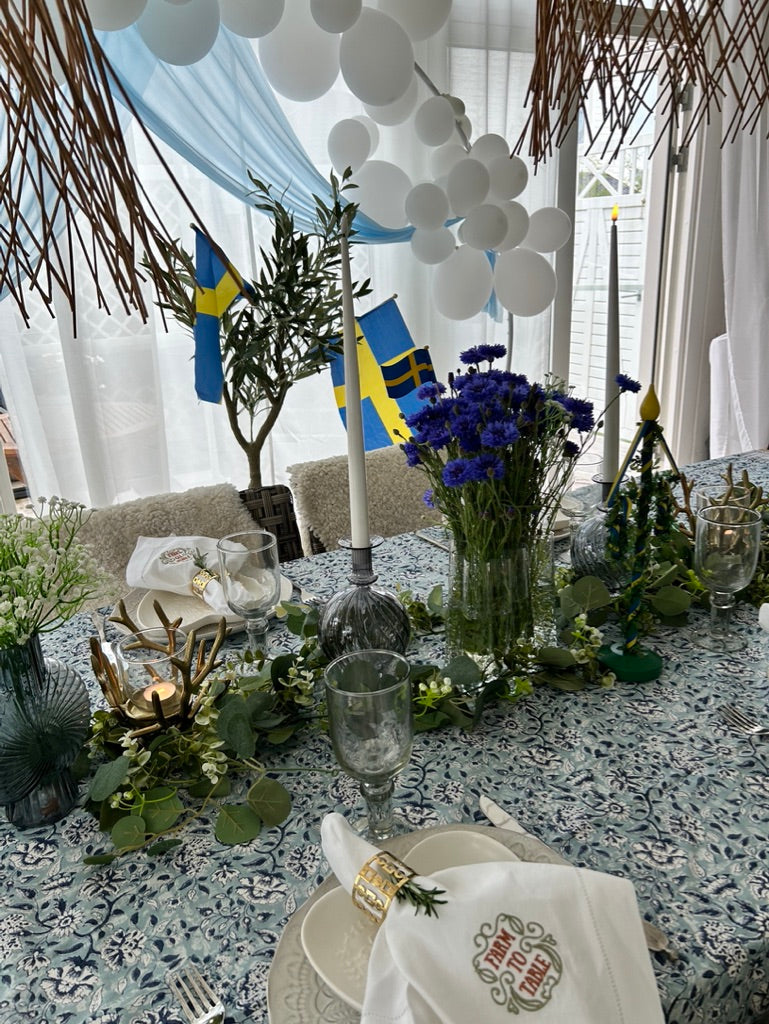 Duk, blå mönstrad, liten