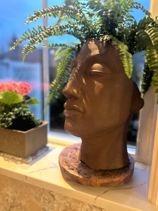 Blomkrukan med huvud David i lergods