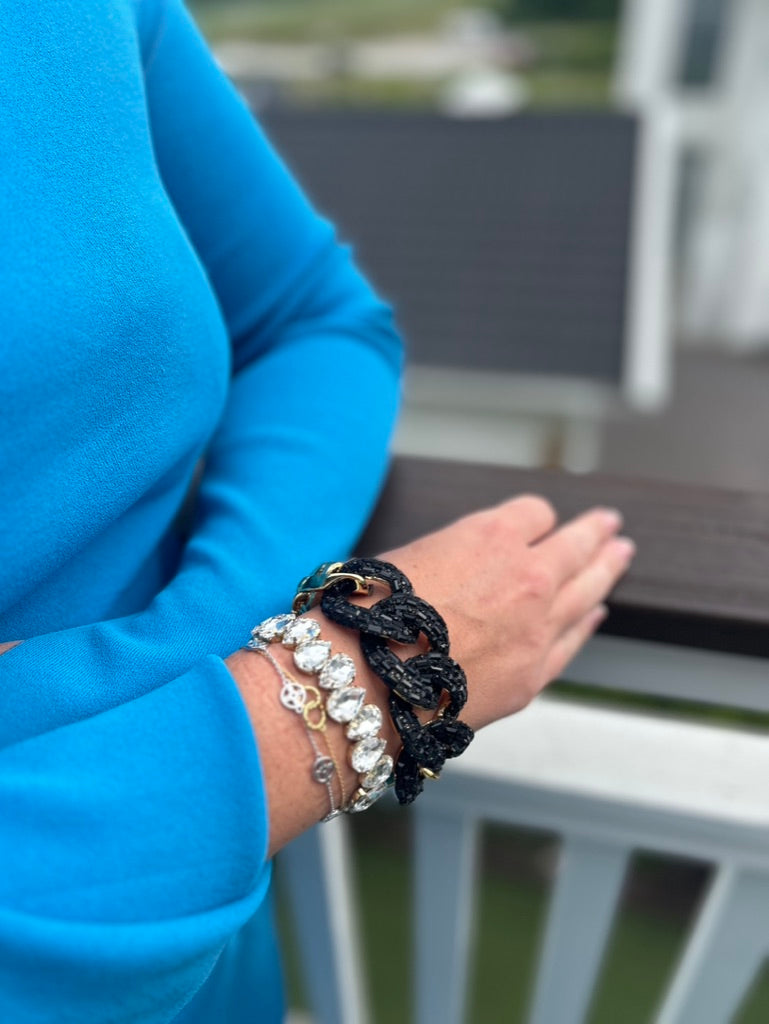 Armband kedja svart glitter/guld
