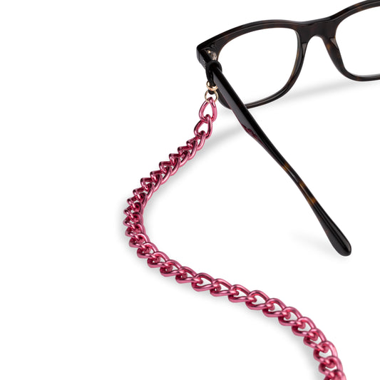 Glasögonkedja rosa metall