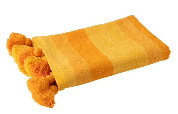 Filt randig, orange och gul