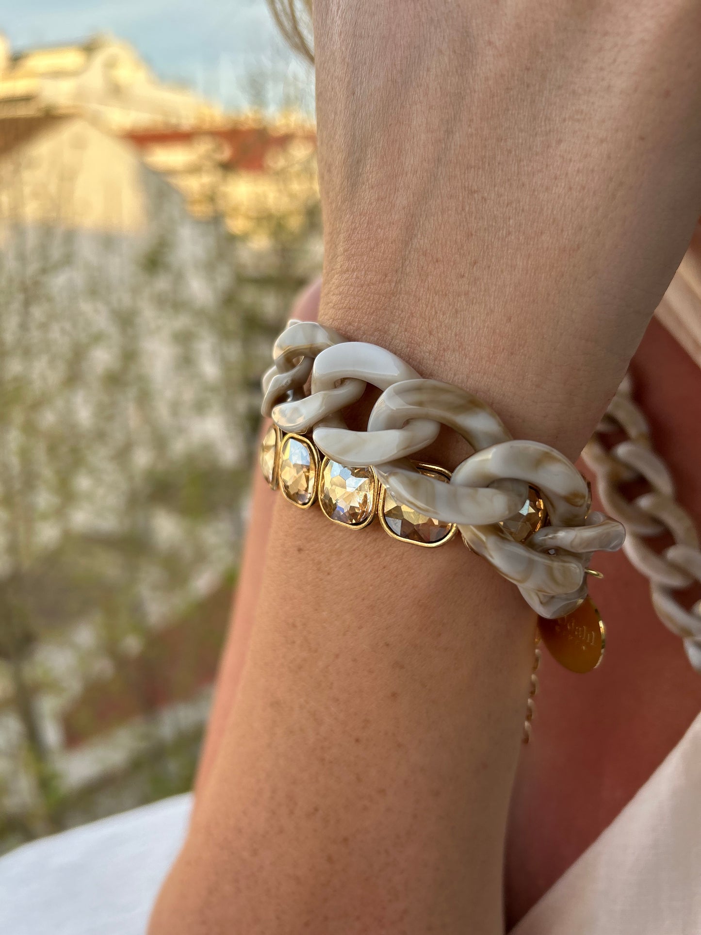 Armband kedja beige/marmor