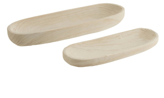 Oval träskål, vit, liten storlek