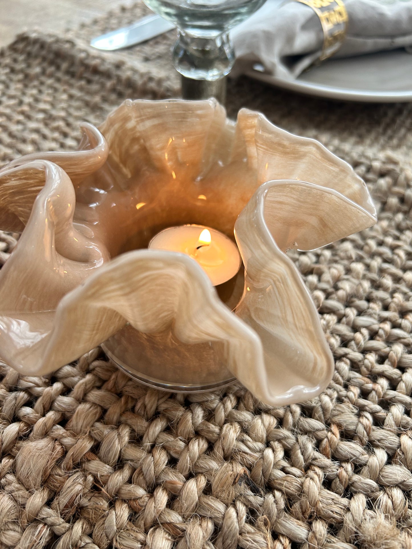 Ljuslykta Flor, beige