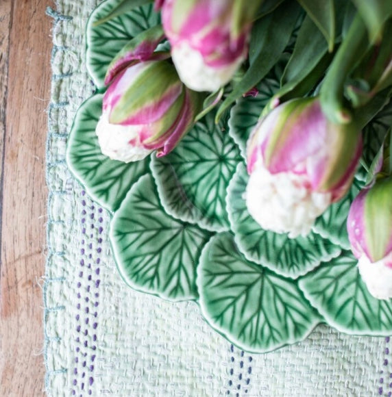 Assiett lövblad, grön 22cm