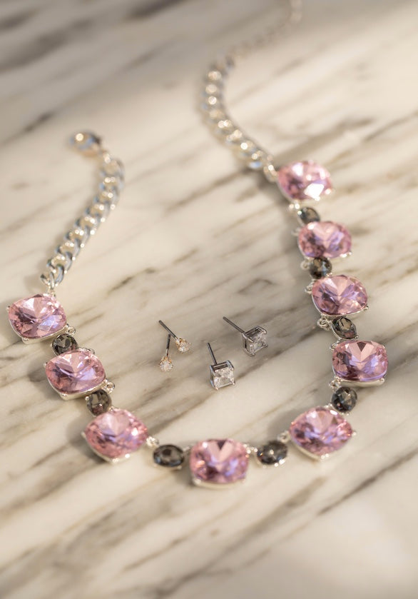 Kate halsband rosa kristaller