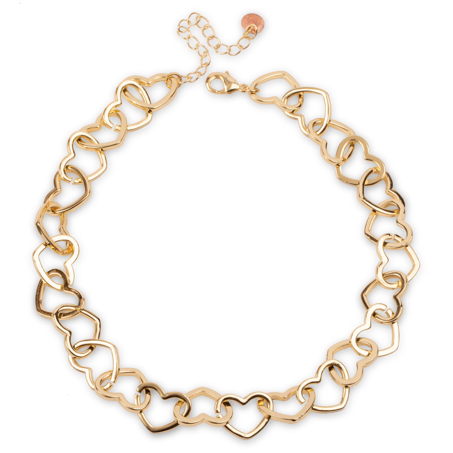 Halsband kedja med hjärtan guld