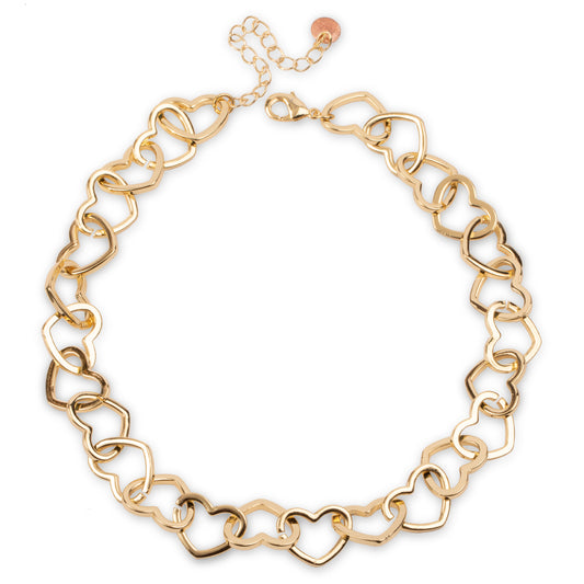 Halsband kedja med hjärtan guld