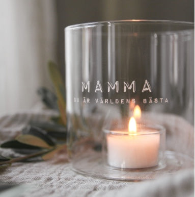 Ljuslykta till Mamma med text