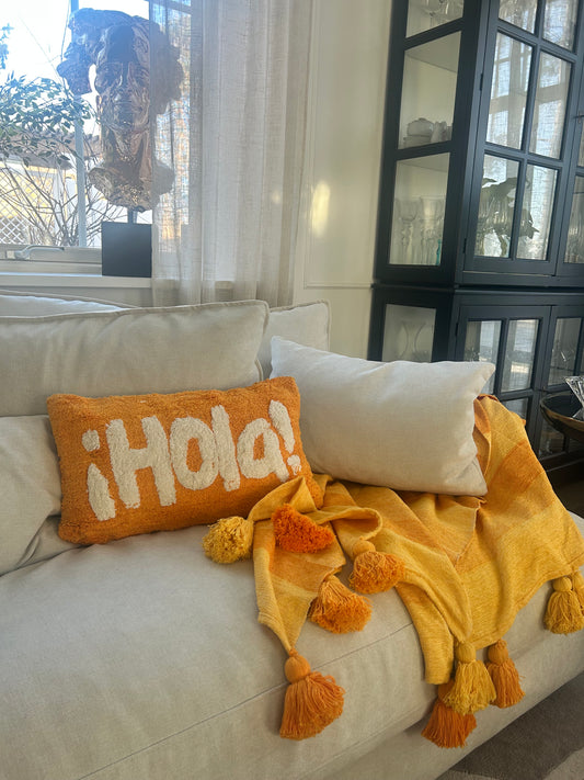 Filt randig, orange och gul