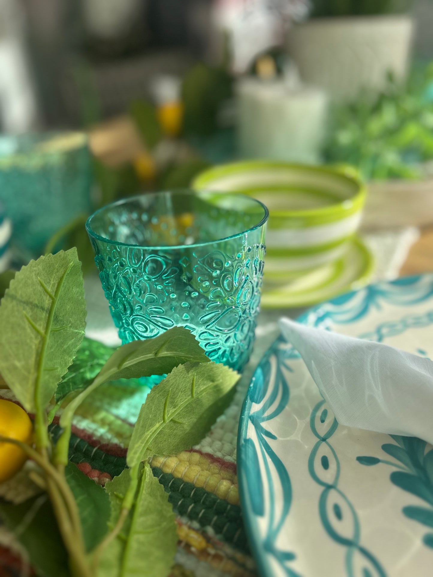 Glas av plast, 6-pack, aquafärgade