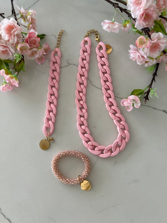Halsband kedja i ljusrosa