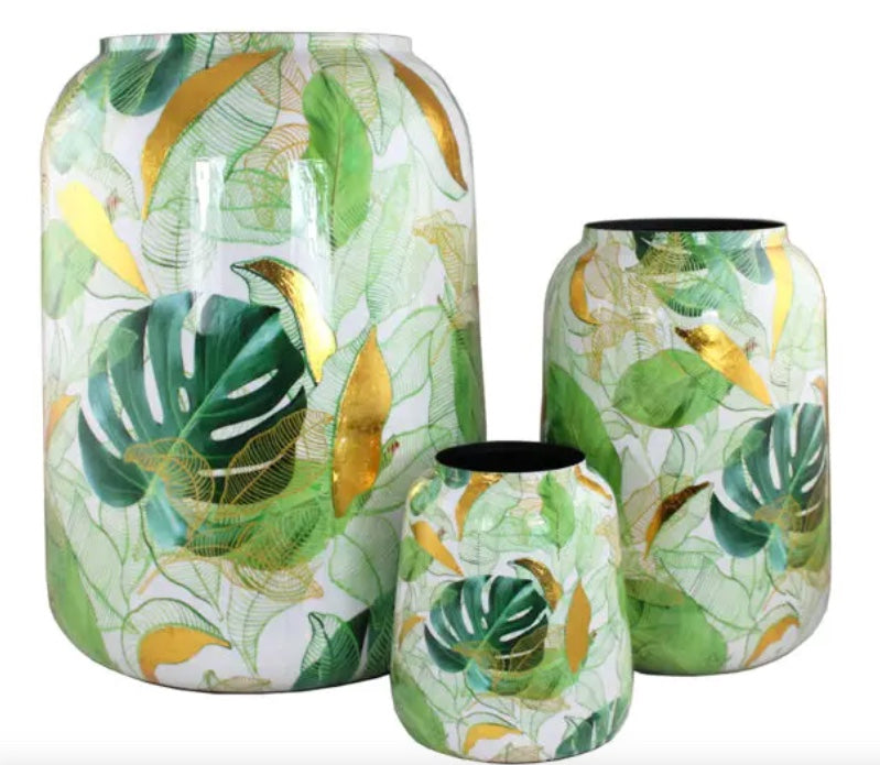 Kruka/vas av zink, Monstera, liten