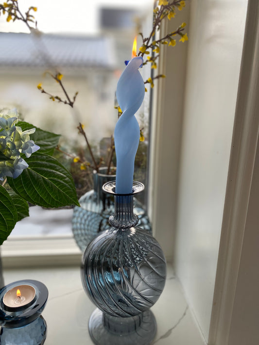 Ljusstake i munblåst glas, blå