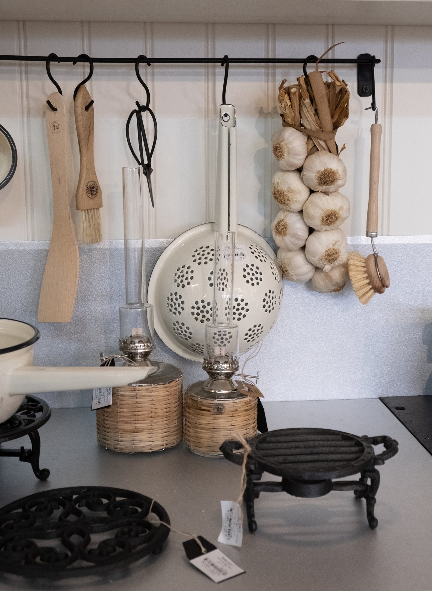 Fotogenlampa i flätad korg, Stor