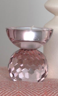 Ljuslykta för värmeljus i rosa glas