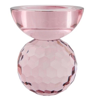 Ljuslykta för värmeljus i rosa glas