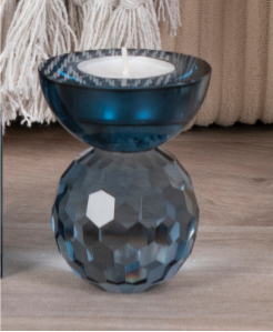 Ljusstake för värmeljus i glas, blå
