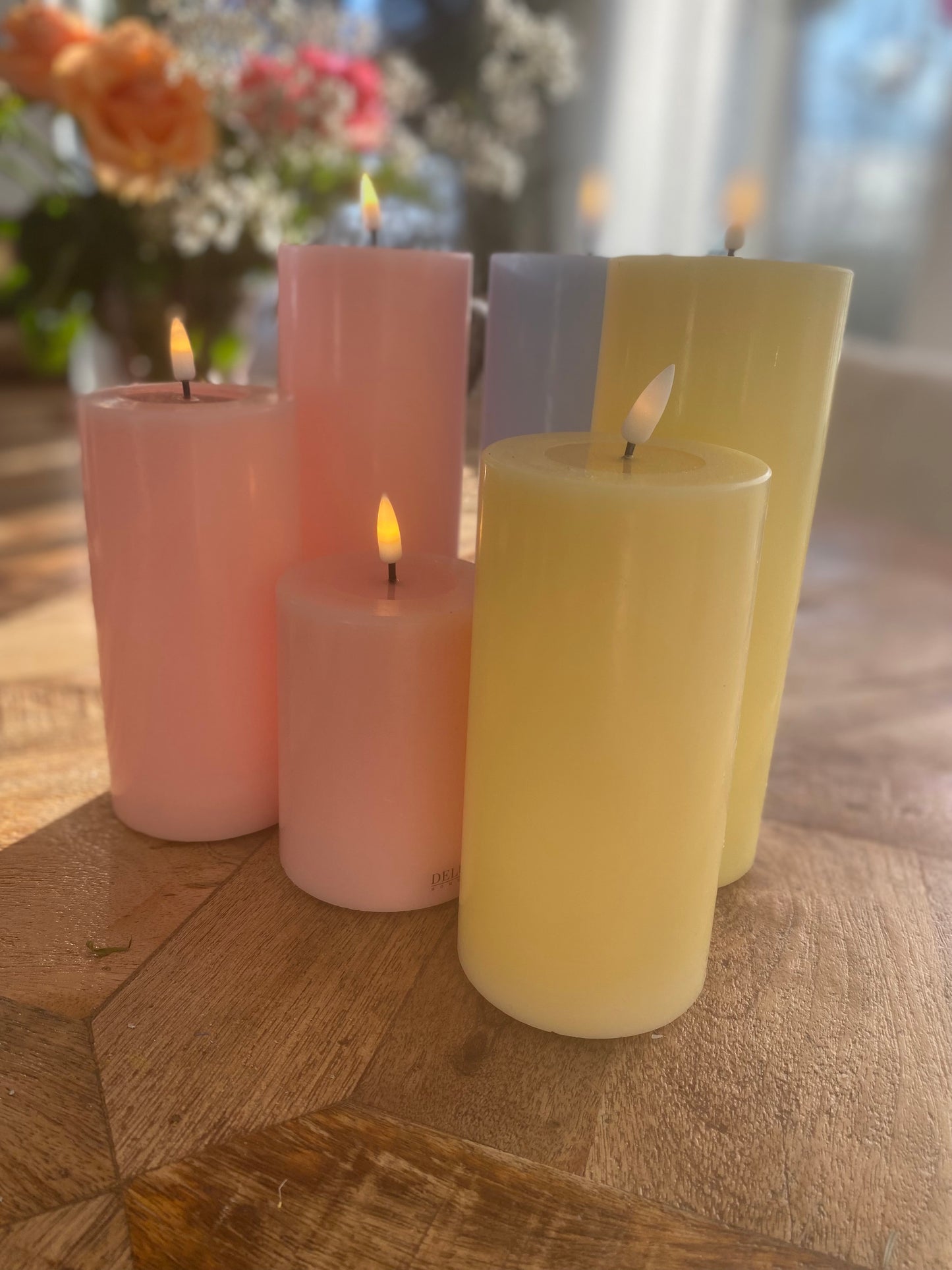 LED ljus, blockljus, rosa, 7,5x15cm