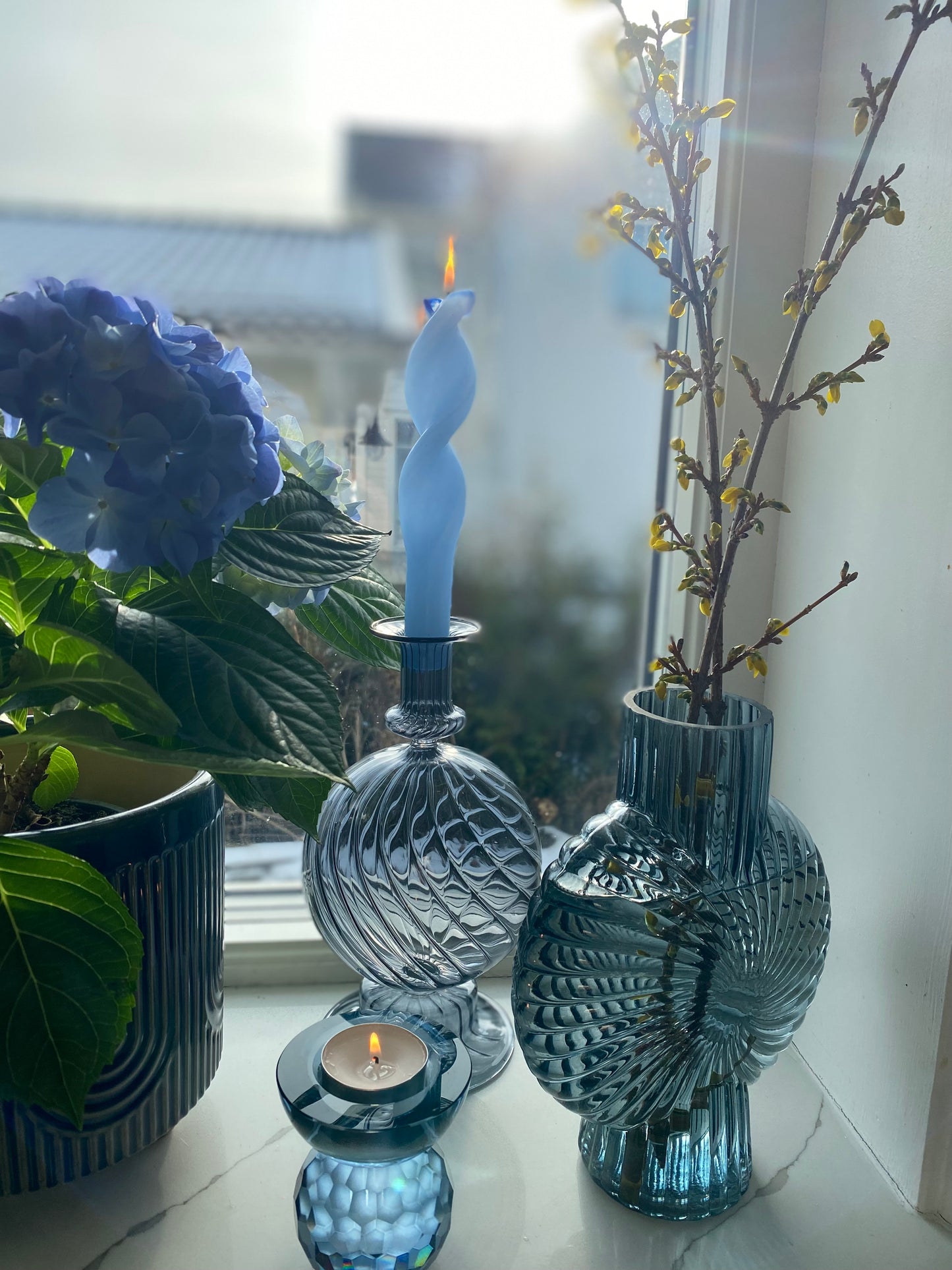 Vas blått glas