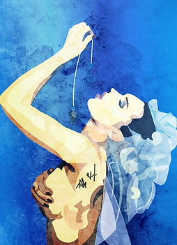 Tavla Lady &  Diamonds på canvas