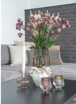 Ljusstake i glas, rosa