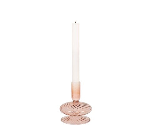 Ljusstake i glas, rosa