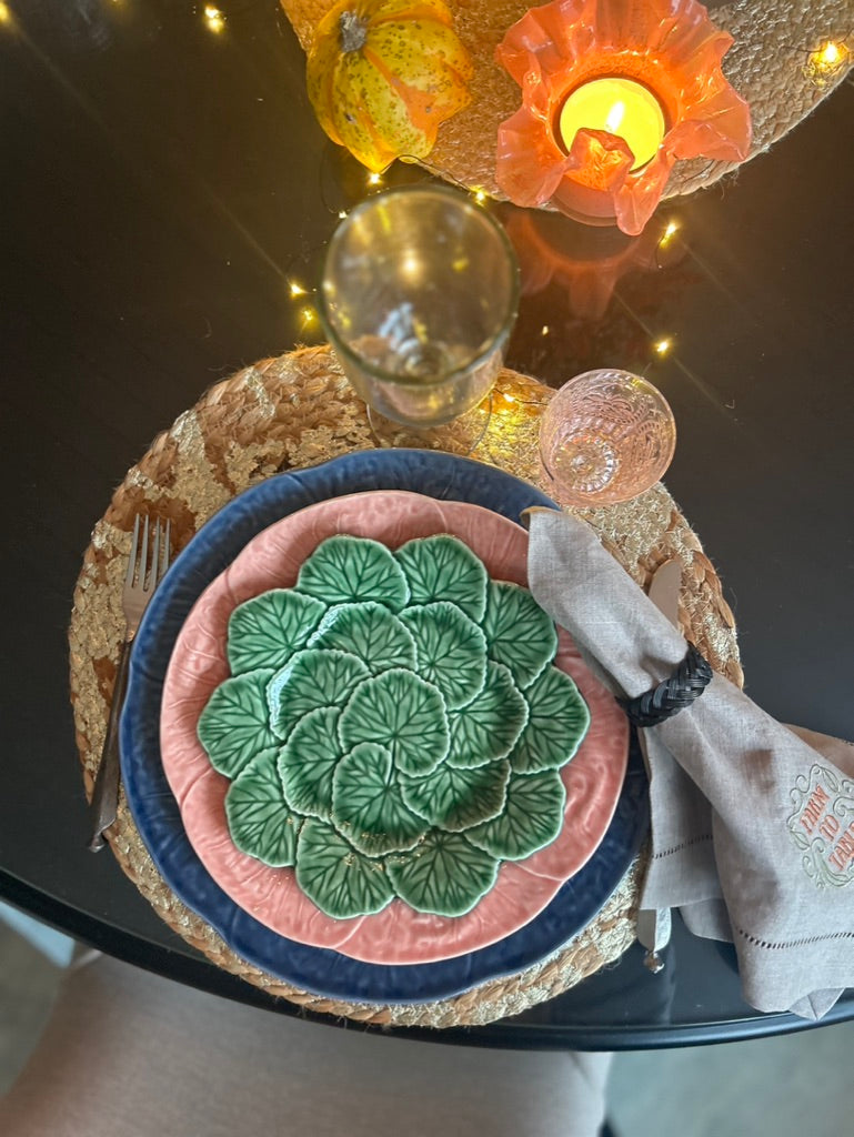 Assiett lövblad, grön 22cm