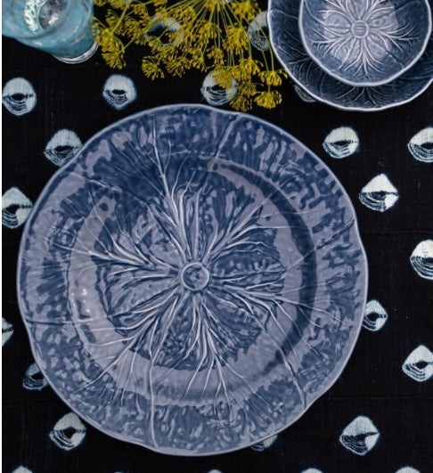 Tallrik, blå med blad-mönster, XL - 31,5 cm