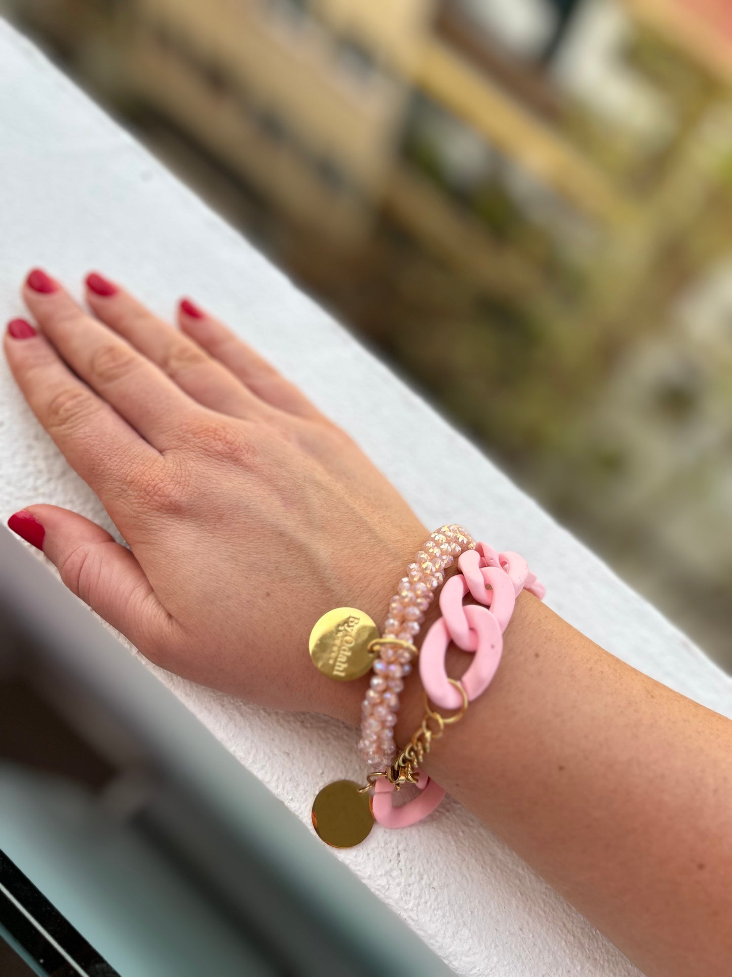 Armband kedja i rosa