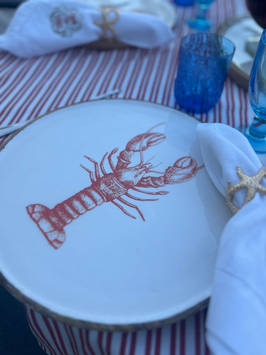 Träfat av återvunnit mangoträ med hummer motiv