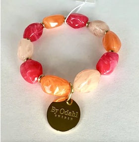 Armband Ovala stenar i rosa mix, stretch