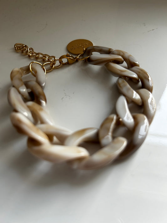 Armband kedja beige/marmor