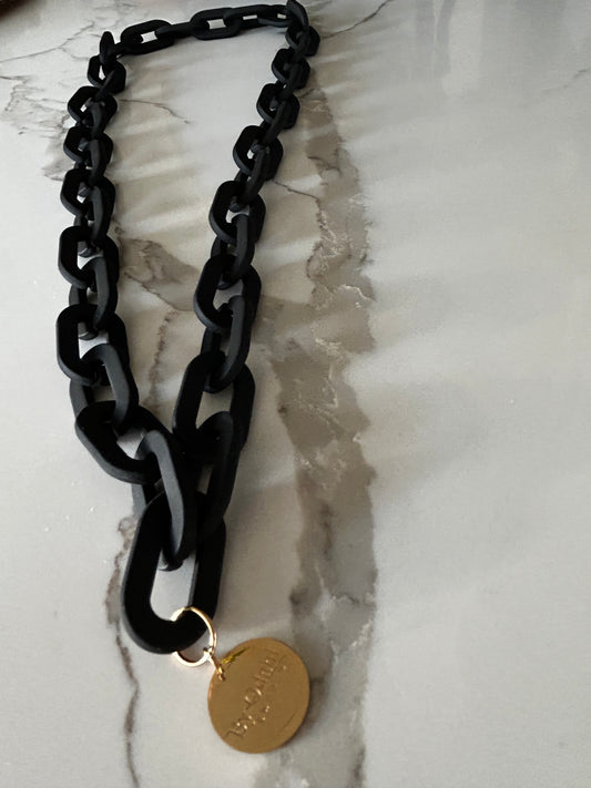 Halsband matt långkedja svart