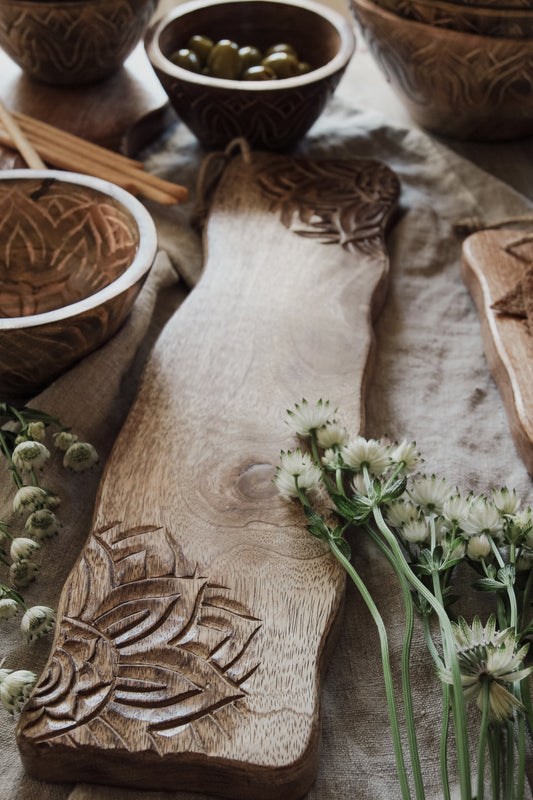 Skärbräda Fleur Wood, mangoträ